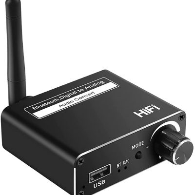 Digital to Analog Audio Converter DAC Coaxial Toslink to 3.5mm with Bluetooth 5.0 Receiver Volume Control and USB Playback
